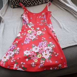 Red dress with flowers